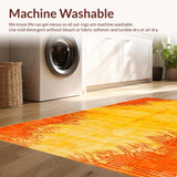 Ultra Soft Area Rug, Non Slip, Stain Resistant, Washable Area Rugs for Living Room, Bedroom, Radiant Colorful Sun Illustration(Yellow)