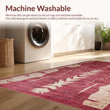 Ultra Soft Area Rug, Non Slip, Stain Resistant, Washable Area Rugs for Living Room, Bedroom, Unique Animal Print Boho Vibe(Red)