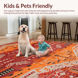 Ultra Soft Area Rug, Non Slip, Stain Resistant, Washable Area Rugs for Living Room, Bedroom, Dynamic Handcrafted Striped Accent(Red)