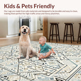 Ultra Soft Area Rug, Non Slip, Stain Resistant, Washable Area Rugs for Living Room, Bedroom, 3D Geometric Layered Texture(Beige)