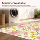 Ultra Soft Area Rug, Non Slip, Stain Resistant, Washable Area Rugs for Living Room, Bedroom, Whimsical Floral Rustic Charm(Pink)