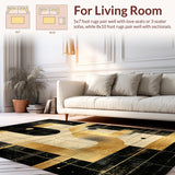 Ultra Soft Area Rug, Non Slip, Stain Resistant, Washable Area Rugs for Living Room, Bedroom, Striking Modern Abstract Composition(Gold)