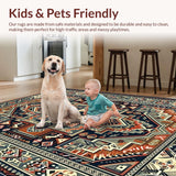 Ultra Soft Area Rug, Non Slip, Stain Resistant, Washable Area Rugs for Living Room, Bedroom, Sleek Minimalist Tiled Artwork(Brown)