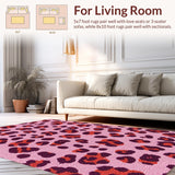 Ultra Soft Area Rug, Non Slip, Stain Resistant, Washable Area Rugs for Living Room, Bedroom, Vintage Cheetah Pattern Living Room Accent Carpet(Pink)