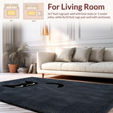 Ultra Soft Area Rug, Non Slip, Stain Resistant, Washable Area Rugs for Living Room, Bedroom, Playful Whimsical Cat Bedroom Plush Accent Mat(Black)