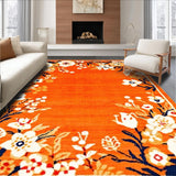 Ultra Soft Area Rug, Non Slip, Stain Resistant, Washable Area Rugs for Living Room, Bedroom, Eclectic Whimsical Garden Design(Orange)
