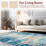 Ultra Soft Area Rug, Non Slip, Stain Resistant, Washable Area Rugs for Living Room, Bedroom, Tidal Flow Runner Rug with Nautical Blue Ripple Effects and Starfish Impressions(Blue)