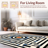 Ultra Soft Area Rug, Non Slip, Stain Resistant, Washable Area Rugs for Living Room, Bedroom, Vivid Geometric Fantasy Motif(Black)