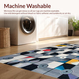 Ultra Soft Area Rug, Non Slip, Stain Resistant, Washable Area Rugs for Living Room, Bedroom, Contemporary Circular Patterned Motif(Gray)