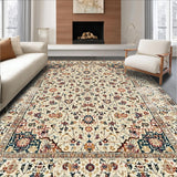 Ultra Soft Area Rug, Non Slip, Stain Resistant, Washable Area Rugs for Living Room, Bedroom, Artistic Abstract Ogee Arrangement(Beige)