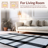 Ultra Soft Area Rug, Non Slip, Stain Resistant, Washable Area Rugs for Living Room, Bedroom, Minimalist Low Pile Stain Resistant Dorm Carpet(Black)