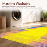 Ultra Soft Area Rug, Non Slip, Stain Resistant, Washable Area Rugs for Living Room, Bedroom, Bright Playful Linear Visuals(Yellow)