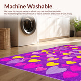 Ultra Soft Area Rug, Non Slip, Stain Resistant, Washable Area Rugs for Living Room, Bedroom, Charming Fun-Filled Aesthetic Design(Purple)