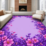 Ultra Soft Area Rug, Non Slip, Stain Resistant, Washable Area Rugs for Living Room, Bedroom, Feminine Round Petal Aesthetic(Purple)