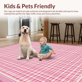 Ultra Soft Area Rug, Non Slip, Stain Resistant, Washable Area Rugs for Living Room, Bedroom, Serene Minimalist Pink and White(Pink)