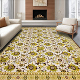 Ultra Soft Area Rug, Non Slip, Stain Resistant, Washable Area Rugs for Living Room, Bedroom, Transitional Earthy Floral Motif(White)