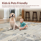 Ultra Soft Area Rug, Non Slip, Stain Resistant, Washable Area Rugs for Living Room, Bedroom, Elegant Oversized Floral Geometry(Beige)