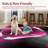 Ultra Soft Area Rug, Non Slip, Stain Resistant, Washable Area Rugs for Living Room, Bedroom, Elegant Monochrome Wave Pattern(Pink)