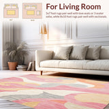 Ultra Soft Area Rug, Non Slip, Stain Resistant, Washable Area Rugs for Living Room, Bedroom, Groovy Pink Beige Shower Mat(Pink)