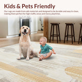 Ultra Soft Area Rug, Non Slip, Stain Resistant, Washable Area Rugs for Living Room, Bedroom, Boho Chic Modern Beige with Abstract Geometric Prints(Beige)