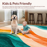 Ultra Soft Area Rug, Non Slip, Stain Resistant, Washable Area Rugs for Living Room, Bedroom, Colorful Gradient Swirl Abstract Art for Contemporary Spaces(Blue)