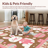 Ultra Soft Area Rug, Non Slip, Stain Resistant, Washable Area Rugs for Living Room, Bedroom, Rustic Spring Floral Accents Welcome Mat(Brown)