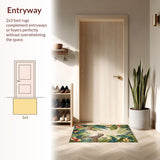 Ultra Soft Area Rug, Non Slip, Stain Resistant, Washable Area Rugs for Living Room, Bedroom, Tropical Flora Artistic Arrangement(Beige)
