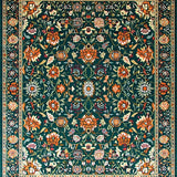 Ultra Soft Area Rug, Non Slip, Stain Resistant, Washable Area Rugs for Living Room, Bedroom, Chic Contemporary Leaf Motif(Green)