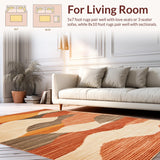 Ultra Soft Area Rug, Non Slip, Stain Resistant, Washable Area Rugs for Living Room, Bedroom, Traditional Antique Abstract Style(Orange)