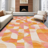 Ultra Soft Area Rug, Non Slip, Stain Resistant, Washable Area Rugs for Living Room, Bedroom, SERISSA Peach & Ivory Geometric Rug, Modern Entryway Carpet, Thin(Orange)