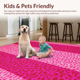 Ultra Soft Area Rug, Non Slip, Stain Resistant, Washable Area Rugs for Living Room, Bedroom, Whimsical Pink Animal Print Delight(Pink)