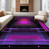 Ultra Soft Area Rug, Non Slip, Stain Resistant, Washable Area Rugs for Living Room, Bedroom, Dynamic Geometric Pixel Motif(Purple)