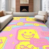 Ultra Soft Area Rug, Non Slip, Stain Resistant, Washable Area Rugs for Living Room, Bedroom, Sunny Pastel Cheerful Design(Pink)