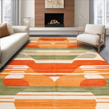Ultra Soft Area Rug, Non Slip, Stain Resistant, Washable Area Rugs for Living Room, Bedroom, Elegant Earthy Geometric Fusion(Orange)
