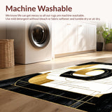 Ultra Soft Area Rug, Non Slip, Stain Resistant, Washable Area Rugs for Living Room, Bedroom, Art Deco Elegance Geometric Opulence(Black)