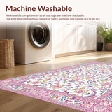 Ultra Soft Area Rug, Non Slip, Stain Resistant, Washable Area Rugs for Living Room, Bedroom, Timeless Classic Floral Elements(White)