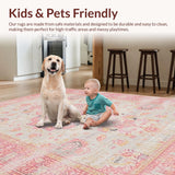 Ultra Soft Area Rug, Non Slip, Stain Resistant, Washable Area Rugs for Living Room, Bedroom, Artistic Modern Floral Fusion(Pink)