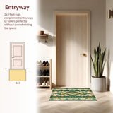 Ultra Soft Area Rug, Non Slip, Stain Resistant, Washable Area Rugs for Living Room, Bedroom, Southwestern Green Tan Kitchen Washable Runner Rug(Green)
