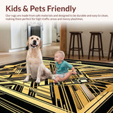 Ultra Soft Area Rug, Non Slip, Stain Resistant, Washable Area Rugs for Living Room, Bedroom, Luxurious Ornamental Geometric Composition(Gold)