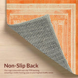 Ultra Soft Area Rug, Non Slip, Stain Resistant, Washable Area Rugs for Living Room, Bedroom, Transitional Soft-Toned Trellis Design(Orange)