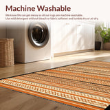 Ultra Soft Area Rug, Non Slip, Stain Resistant, Washable Area Rugs for Living Room, Bedroom, Vibrant Abstract Symmetrical Design(Orange)