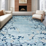Ultra Soft Area Rug, Non Slip, Stain Resistant, Washable Area Rugs for Living Room, Bedroom, Rustic Blue Tiled Motif(Blue)