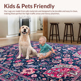 Ultra Soft Area Rug, Non Slip, Stain Resistant, Washable Area Rugs for Living Room, Bedroom, Rustic Multicolor Geometric Motifs(Blue)