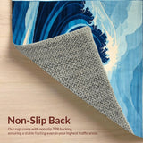Ultra Soft Area Rug, Non Slip, Stain Resistant, Washable Area Rugs for Living Room, Bedroom, Tranquil Oceanic Abstract Waves(Blue)