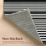 Ultra Soft Area Rug, Non Slip, Stain Resistant, Washable Area Rugs for Living Room, Bedroom, Artisan Woven Rug With Sophisticated Dual-Tone Horizontal Bands(Black)