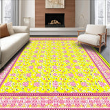 Ultra Soft Area Rug, Non Slip, Stain Resistant, Washable Area Rugs for Living Room, Bedroom, Chic Floral Design Area Grippers Infused with Modern Flair(Yellow)