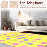 Ultra Soft Area Rug, Non Slip, Stain Resistant, Washable Area Rugs for Living Room, Bedroom, Soft Colorful Smiley Pattern(Yellow)