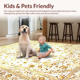 Ultra Soft Area Rug, Non Slip, Stain Resistant, Washable Area Rugs for Living Room, Bedroom, Chic Trellis Vibe(Gold)