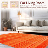 Ultra Soft Area Rug, Non Slip, Stain Resistant, Washable Area Rugs for Living Room, Bedroom, Elegant Warm Toned Minimalism(Orange)