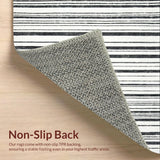 Ultra Soft Area Rug, Non Slip, Stain Resistant, Washable Area Rugs for Living Room, Bedroom, Washable Black and White Stripe Outdoor Rug(Black)